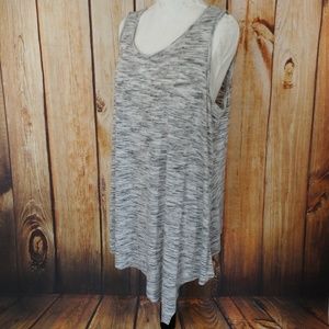 Women's Plus Cato Asymmetrical Black & White Tank